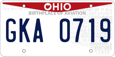 OH license plate GKA0719