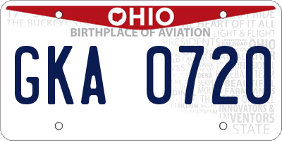 OH license plate GKA0720