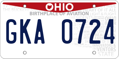 OH license plate GKA0724