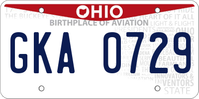 OH license plate GKA0729