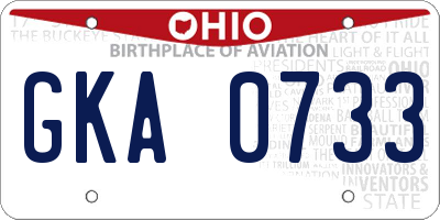 OH license plate GKA0733