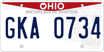 OH license plate GKA0734