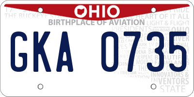 OH license plate GKA0735