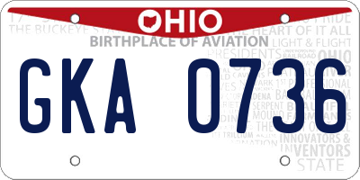 OH license plate GKA0736