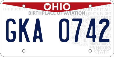 OH license plate GKA0742