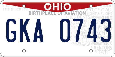 OH license plate GKA0743