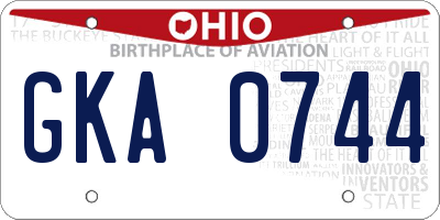 OH license plate GKA0744