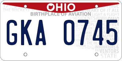 OH license plate GKA0745