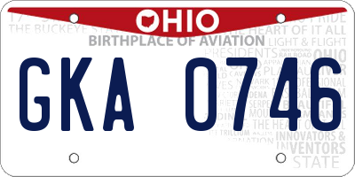OH license plate GKA0746