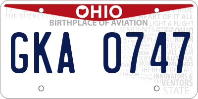 OH license plate GKA0747