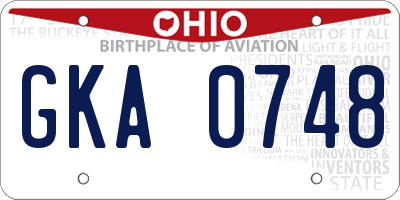 OH license plate GKA0748