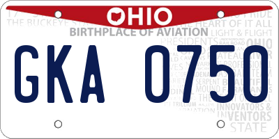 OH license plate GKA0750