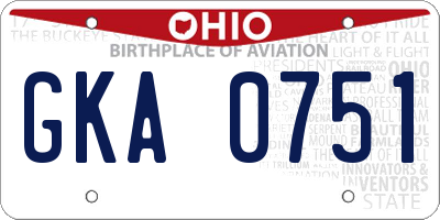 OH license plate GKA0751