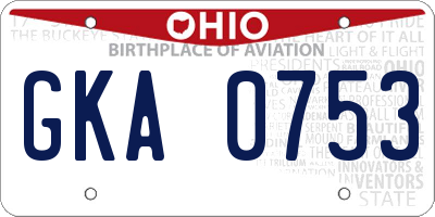 OH license plate GKA0753