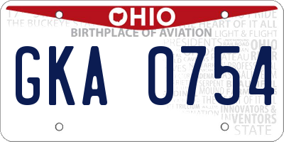 OH license plate GKA0754