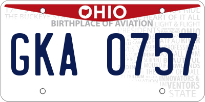 OH license plate GKA0757