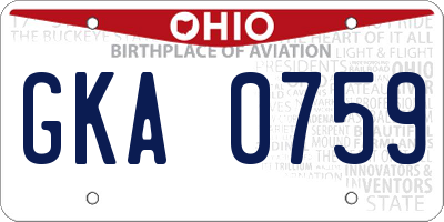 OH license plate GKA0759