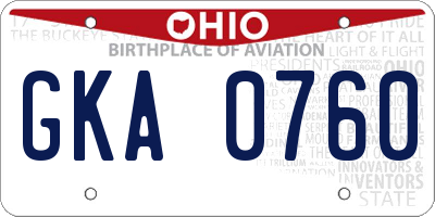 OH license plate GKA0760