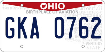 OH license plate GKA0762