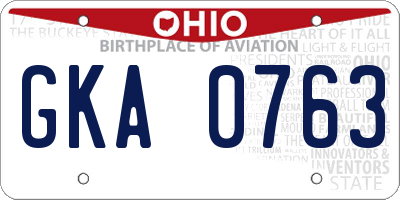 OH license plate GKA0763