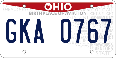 OH license plate GKA0767