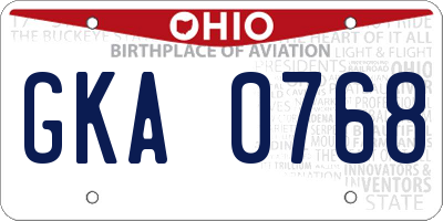OH license plate GKA0768