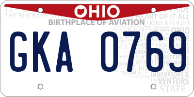 OH license plate GKA0769