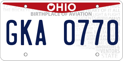 OH license plate GKA0770