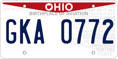 OH license plate GKA0772