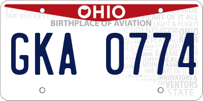 OH license plate GKA0774
