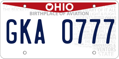 OH license plate GKA0777