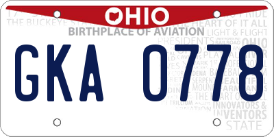 OH license plate GKA0778