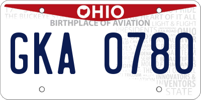 OH license plate GKA0780