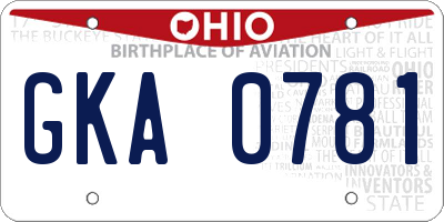 OH license plate GKA0781