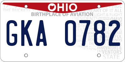 OH license plate GKA0782