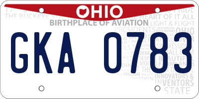 OH license plate GKA0783