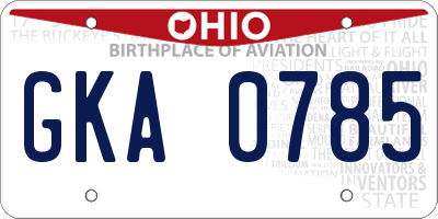 OH license plate GKA0785