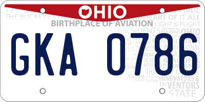 OH license plate GKA0786