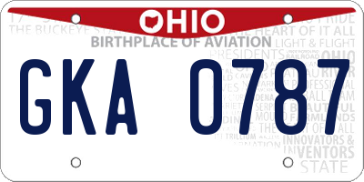OH license plate GKA0787