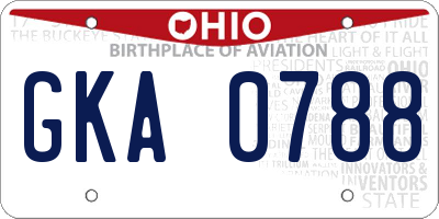 OH license plate GKA0788