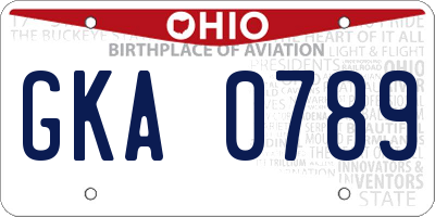 OH license plate GKA0789