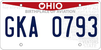 OH license plate GKA0793