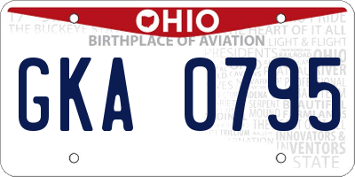 OH license plate GKA0795