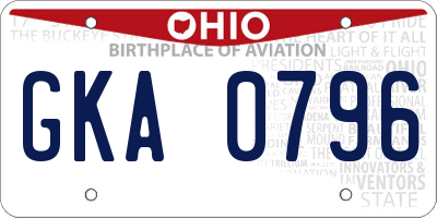 OH license plate GKA0796