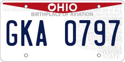 OH license plate GKA0797