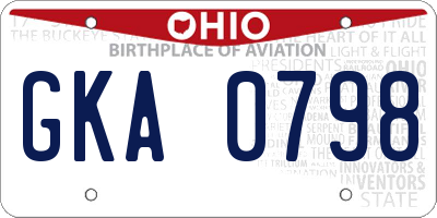 OH license plate GKA0798