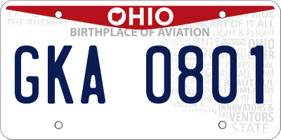 OH license plate GKA0801