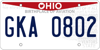 OH license plate GKA0802