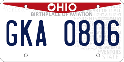OH license plate GKA0806