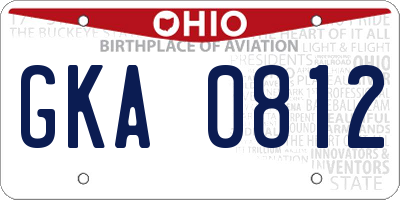 OH license plate GKA0812